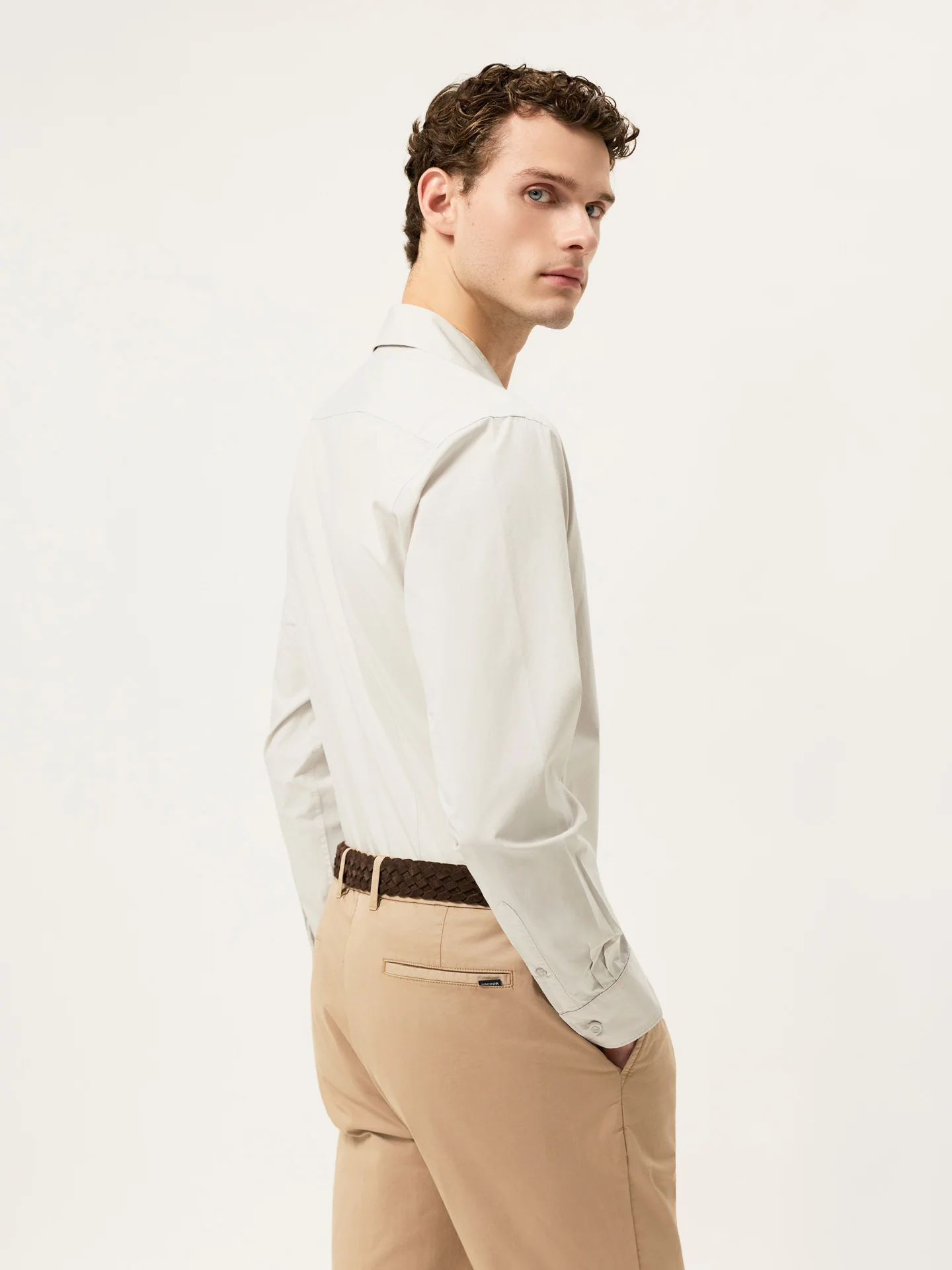 Slim Fit Overdye Poplin Shirt With Open Collar - Image 39