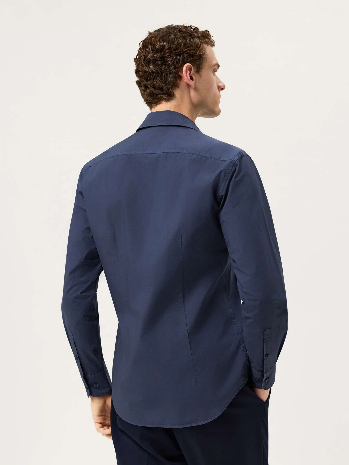 Slim Fit Overdye Poplin Shirt With Open Collar - Image 44