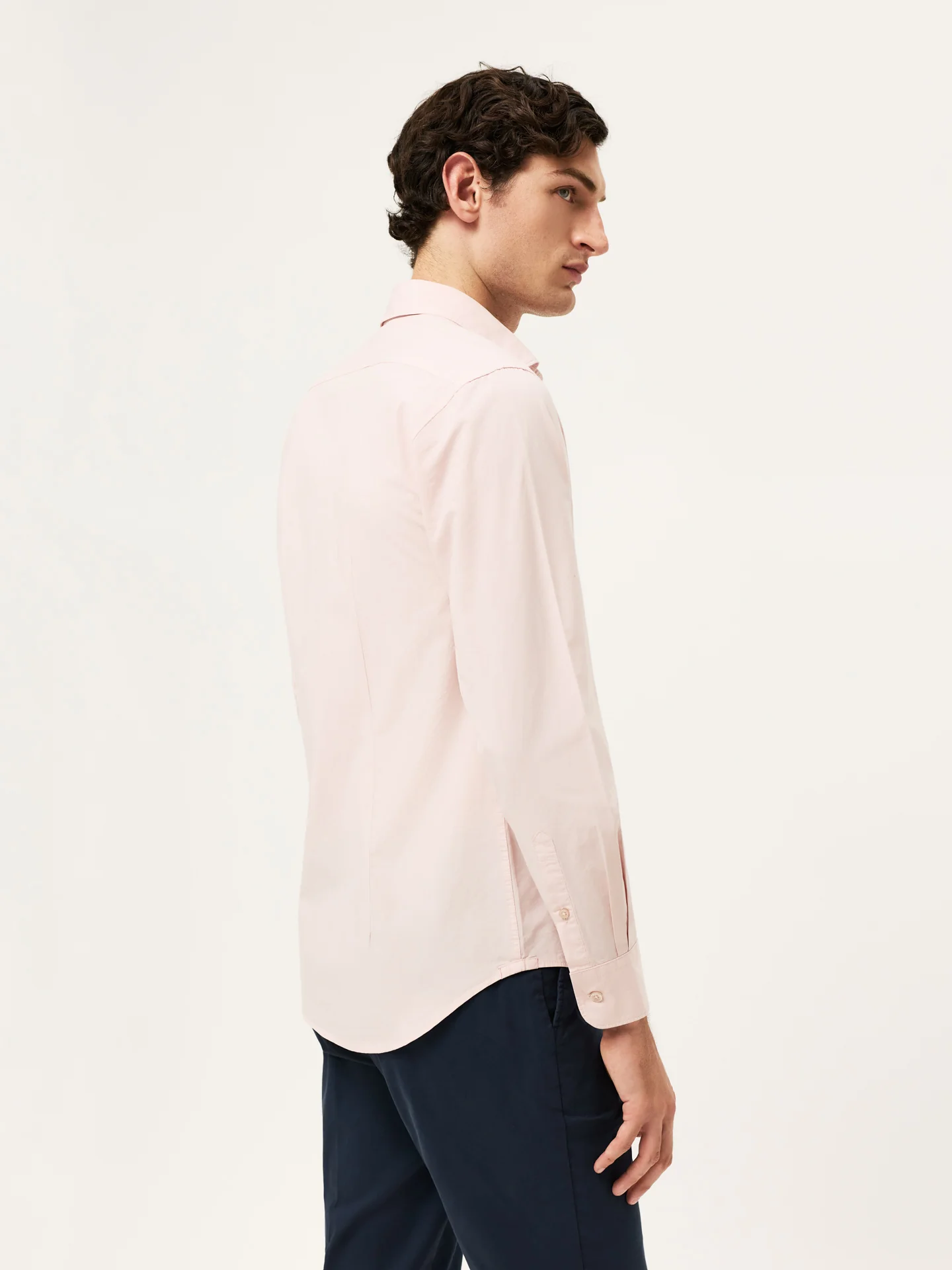 Slim Fit Overdye Poplin Shirt With Open Collar - Image 47