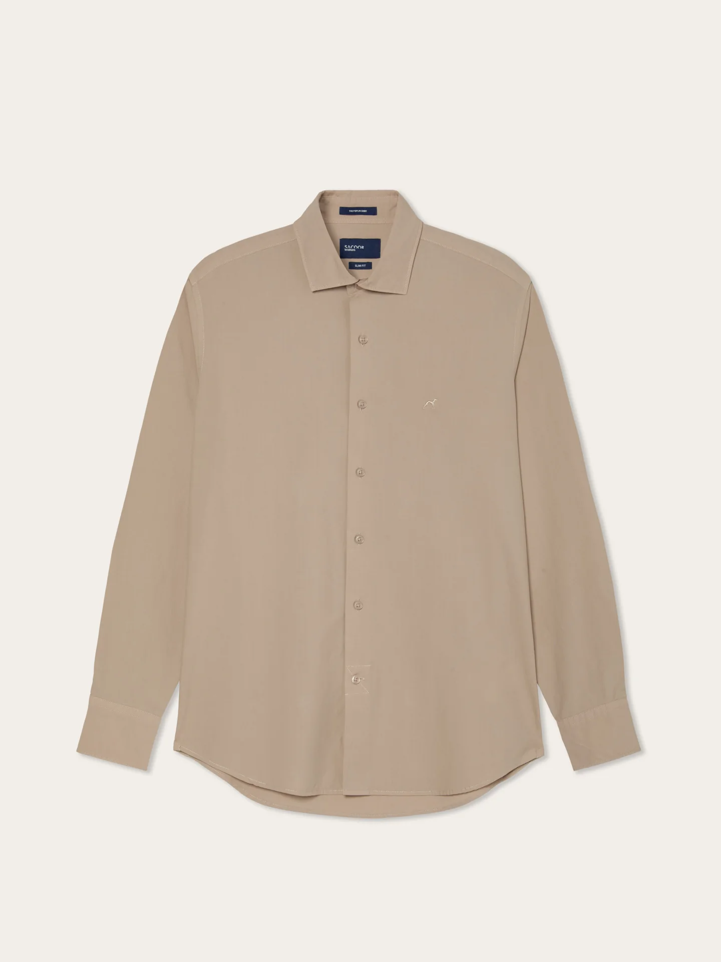Slim Fit Overdye Poplin Shirt With Open Collar - Image 52