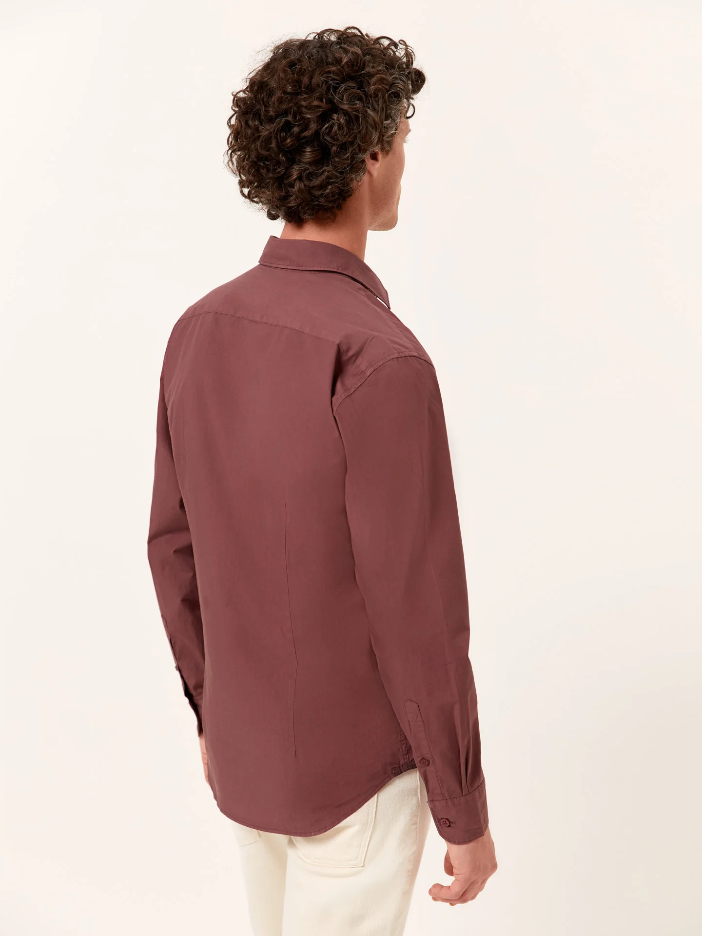 Slim Fit Overdye Poplin Shirt with Open Collar - Image 11