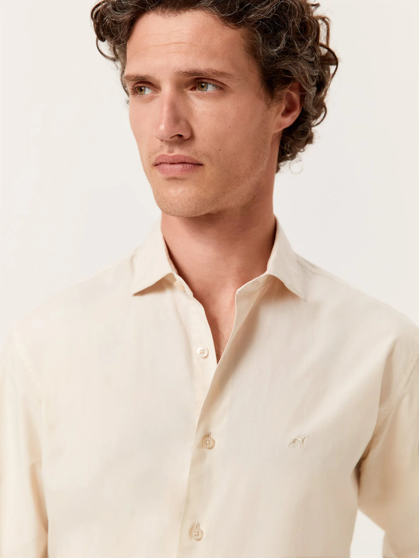 Slim Fit Overdye Poplin Shirt with Open Collar - Image 18