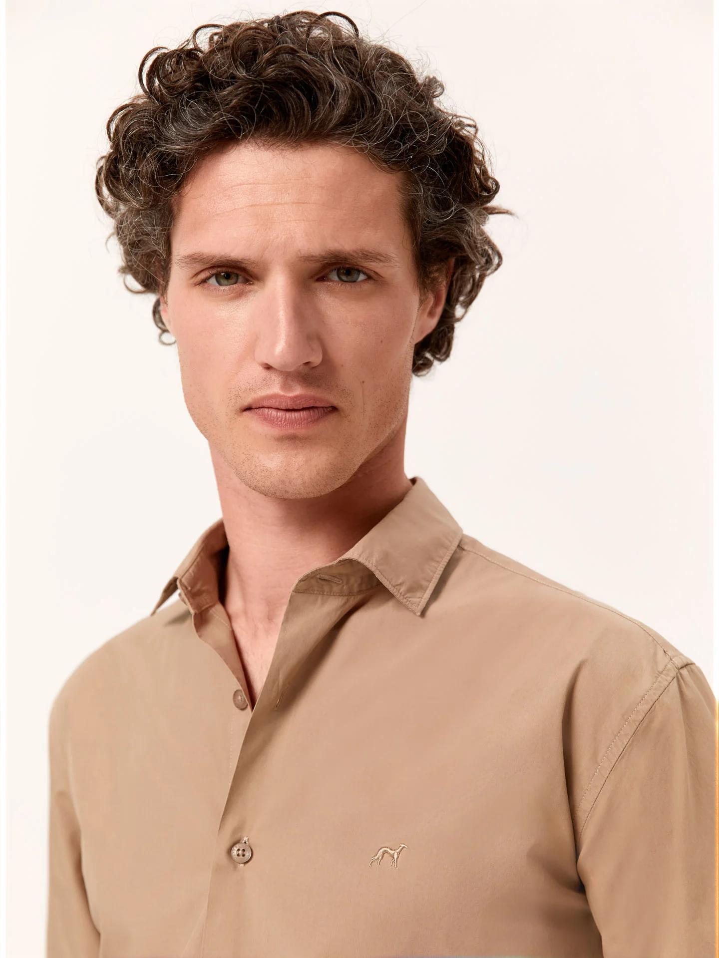 Slim Fit Overdye Poplin Shirt with Open Collar - Image 2