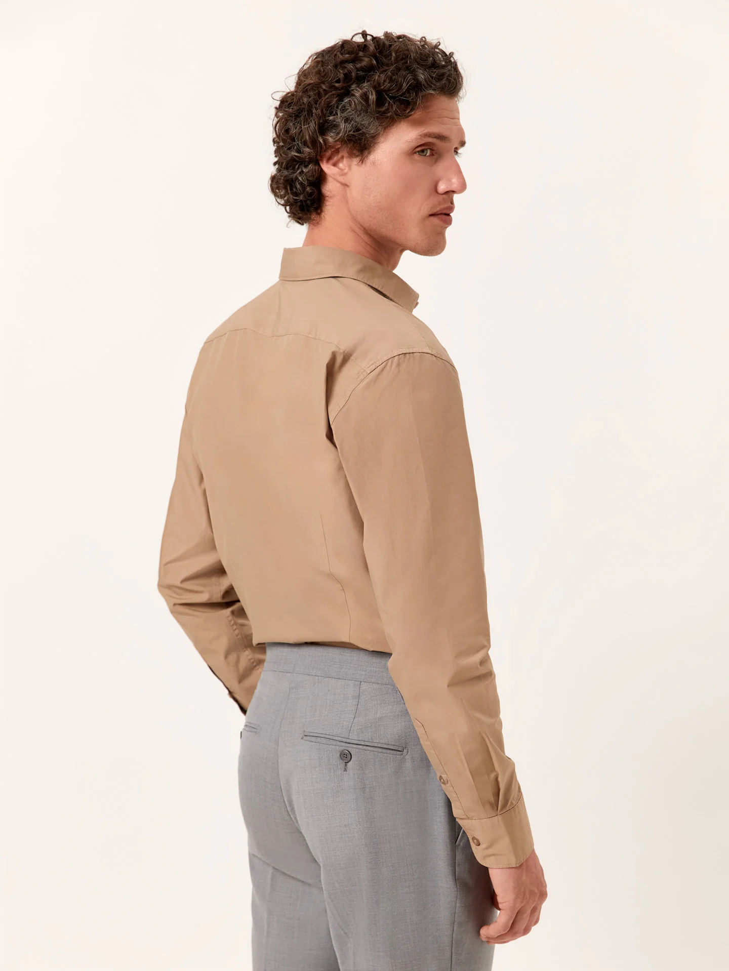 Slim Fit Overdye Poplin Shirt with Open Collar - Image 3