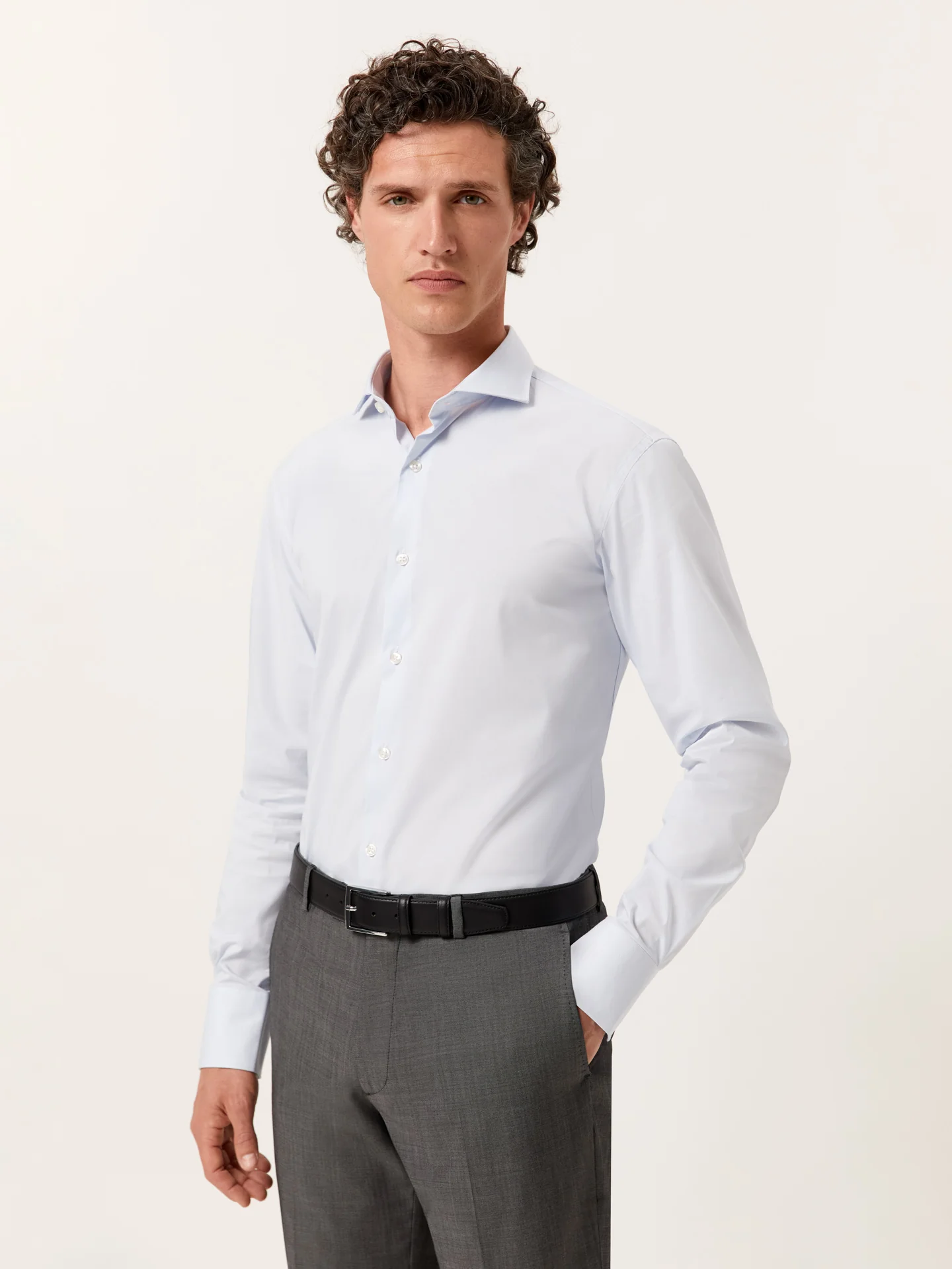 Slim Fit Performance Small Striped Shirt with Dublin Collar - Image 3