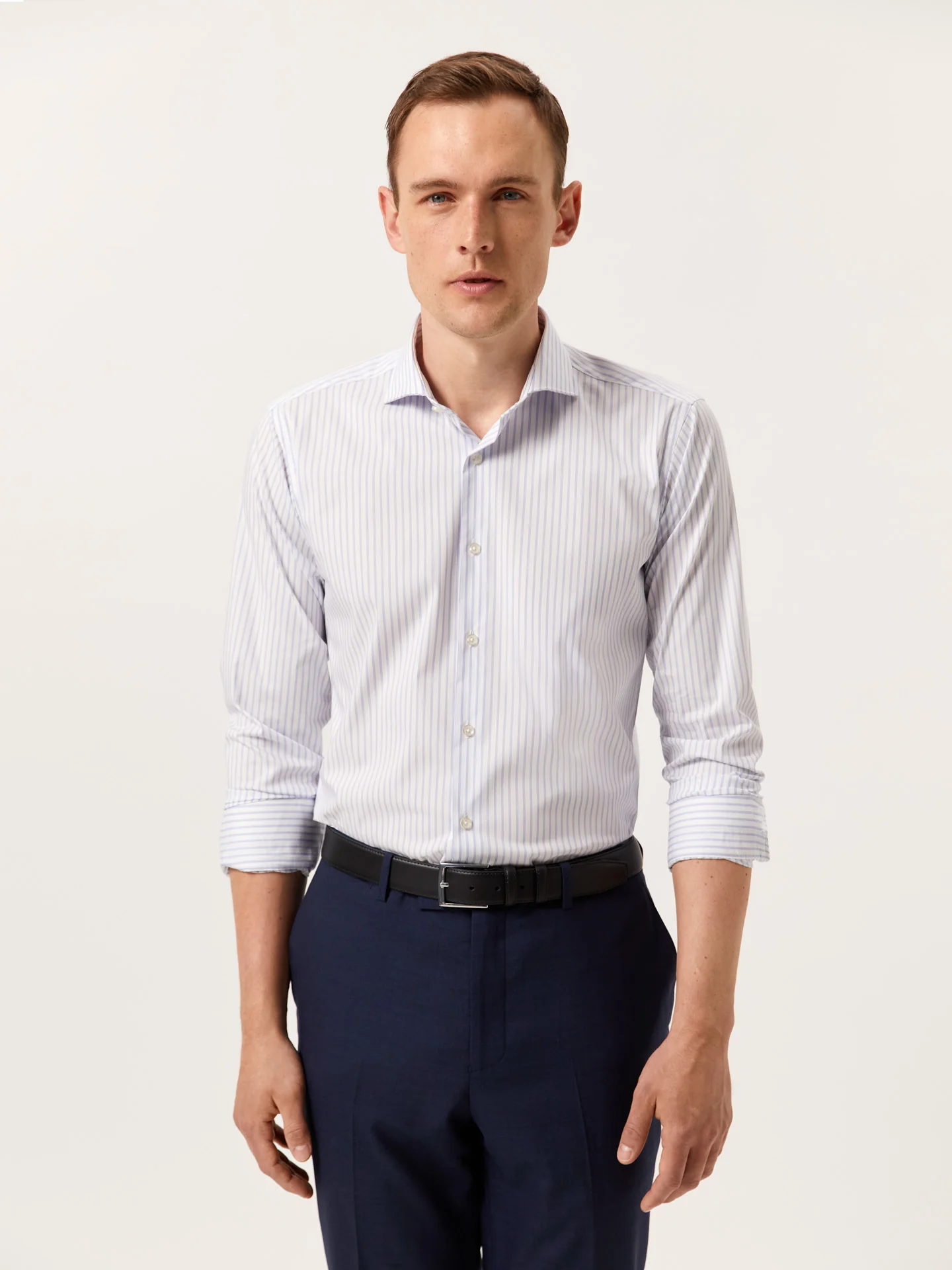 Slim Fit Performance Striped Shirt with Dublin Collar - Image 2