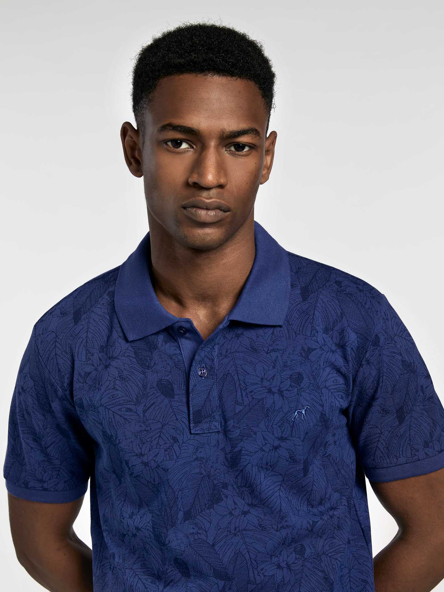Slim fit piqué polo shirt with print - Image 4