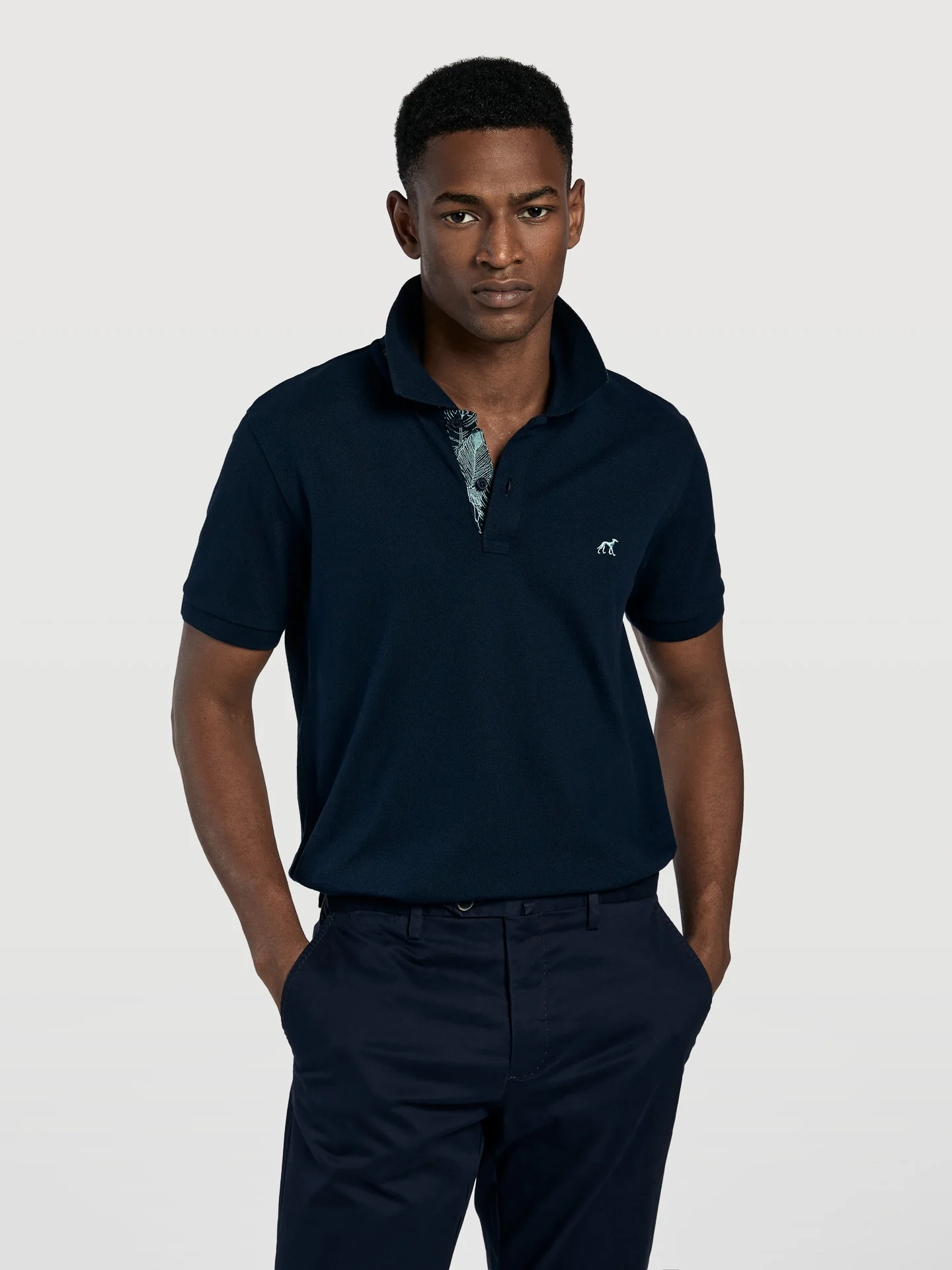 Slim fit piqué polo shirt with print