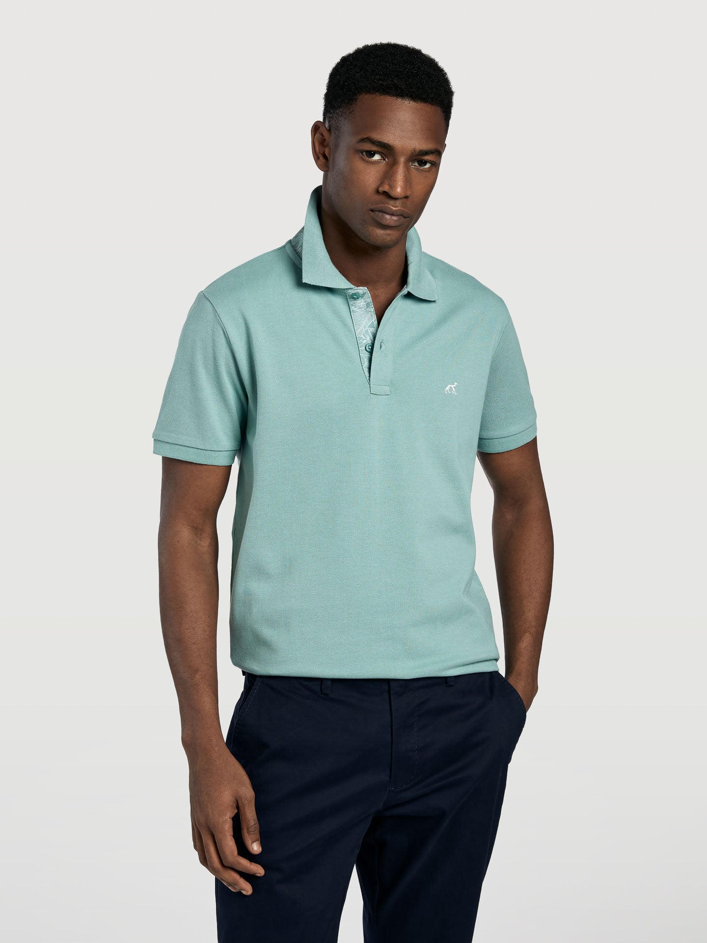 Slim fit piqué polo shirt with print - Image 4