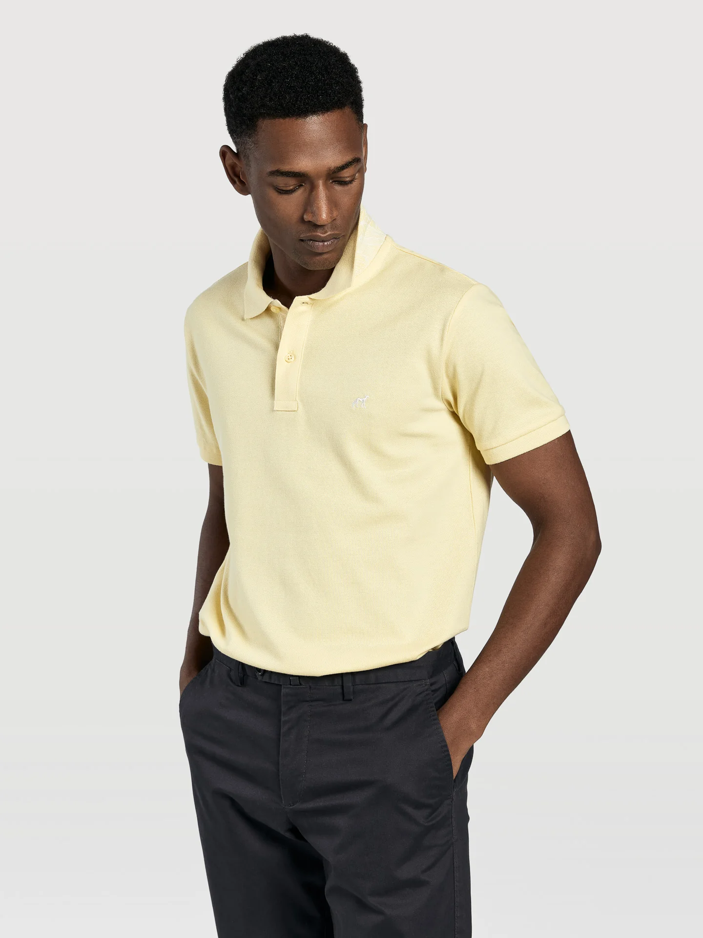 Slim fit piqué polo shirt with print - Image 5