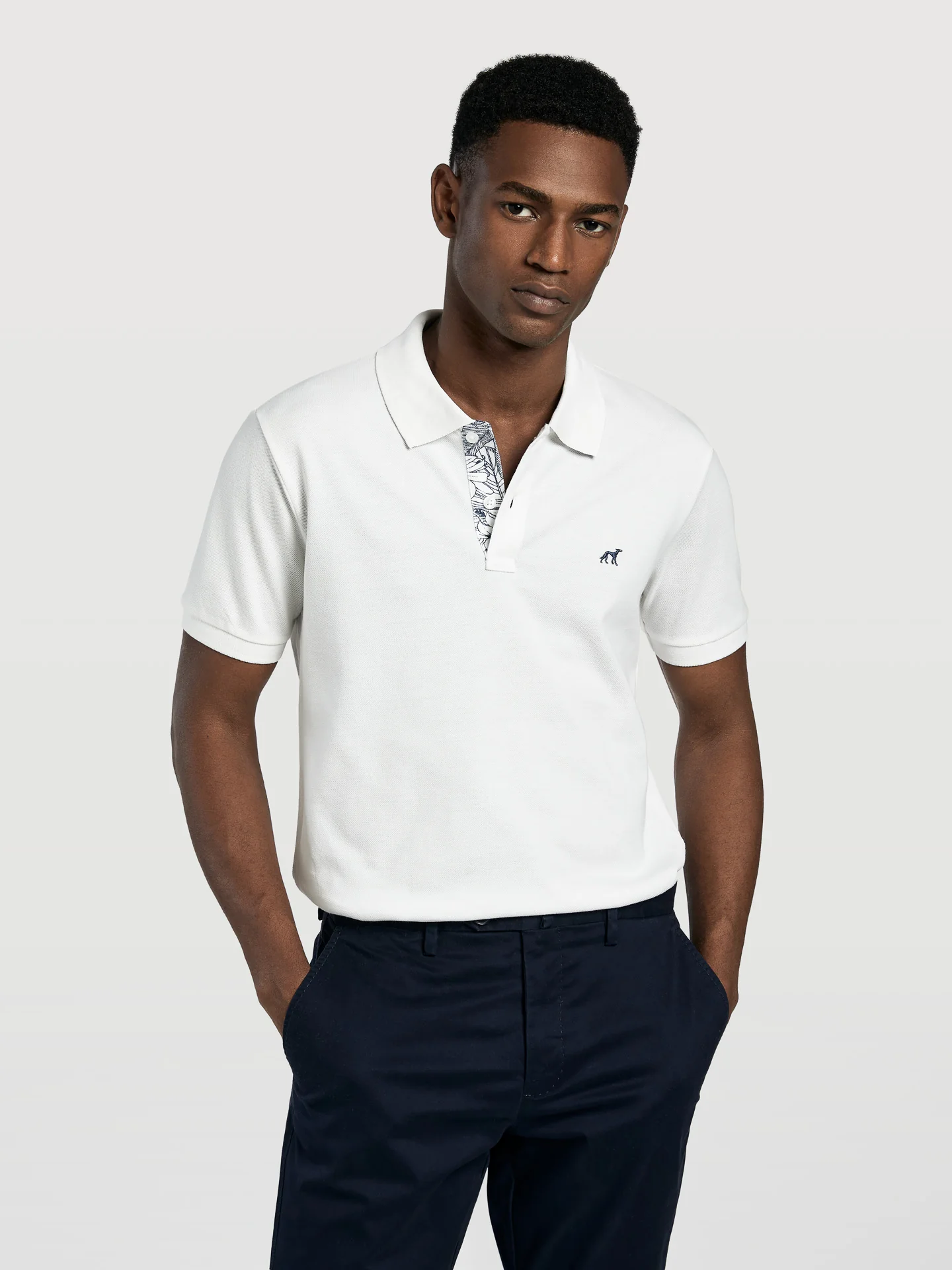 Slim fit piqué polo shirt with print - Image 6