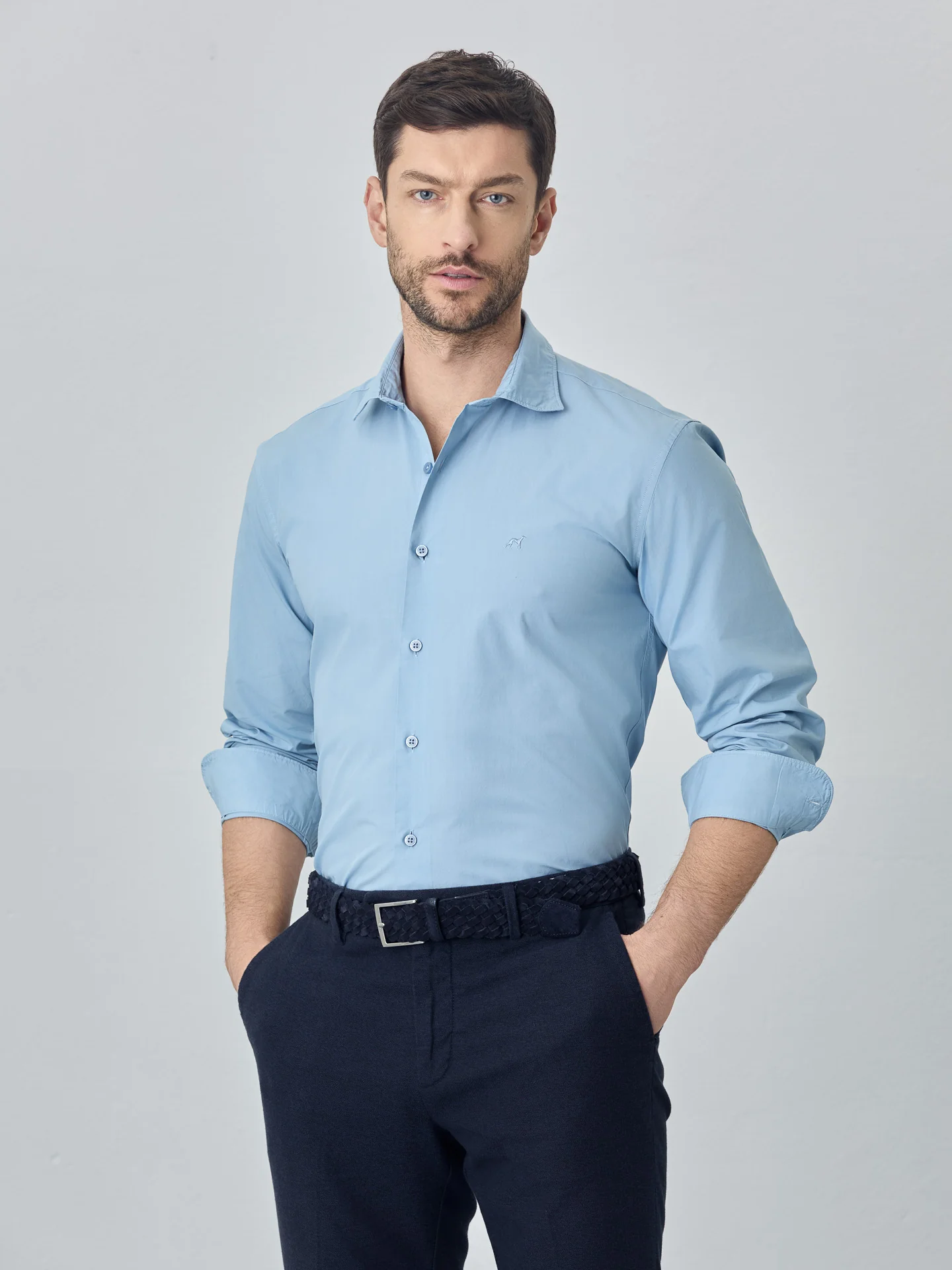 Slim fit poplin over dye shirt - Image 10