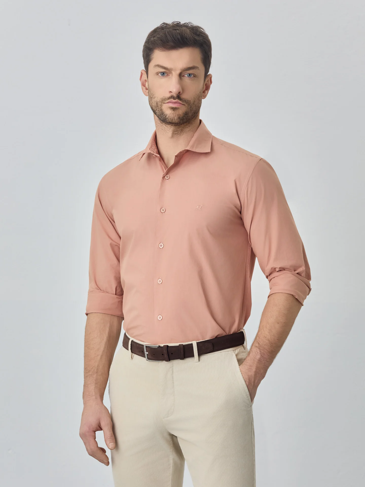Slim fit poplin over dye shirt - Image 20