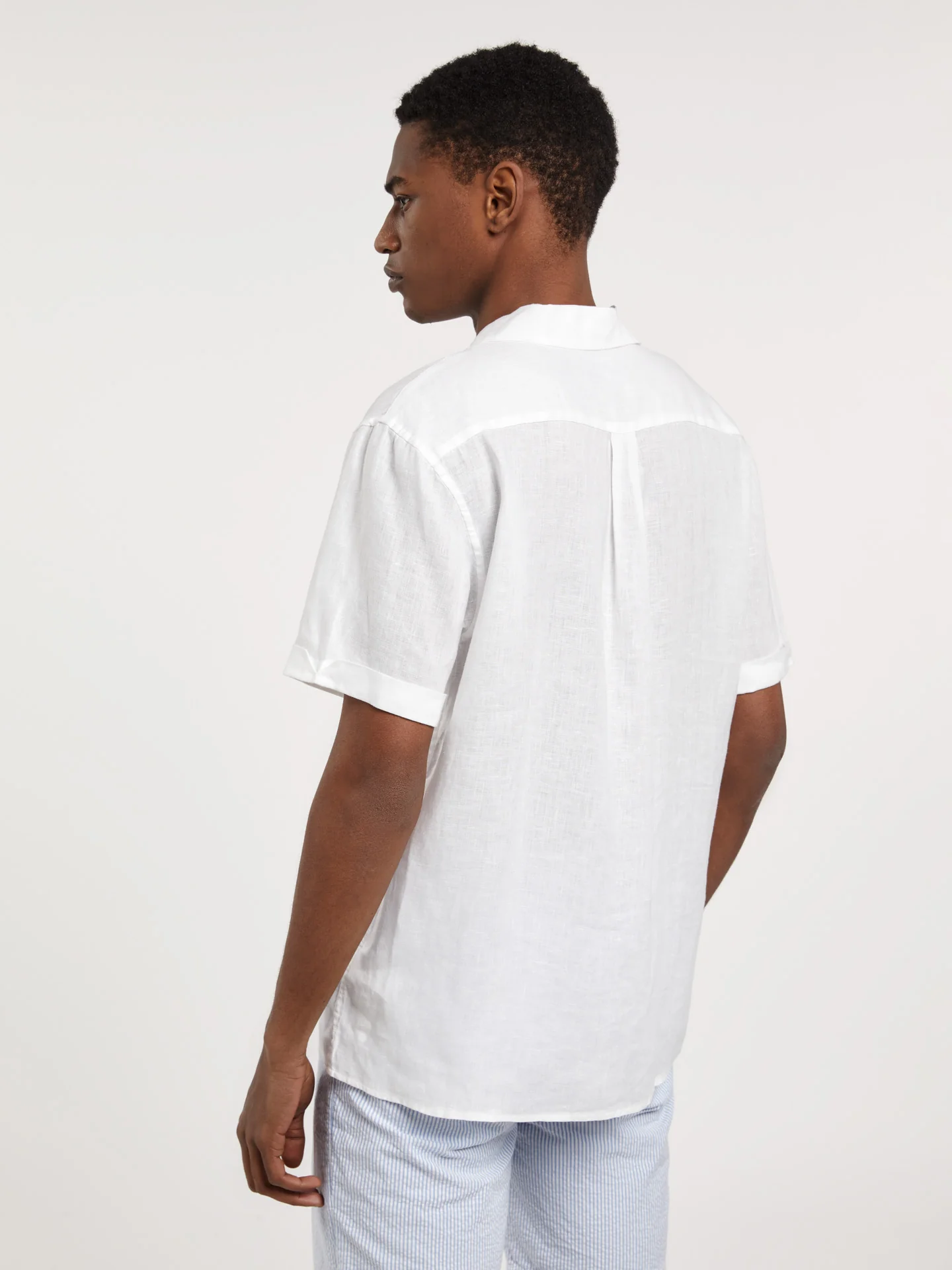 Slim fit pure linen cuba collar shirt - Image 15