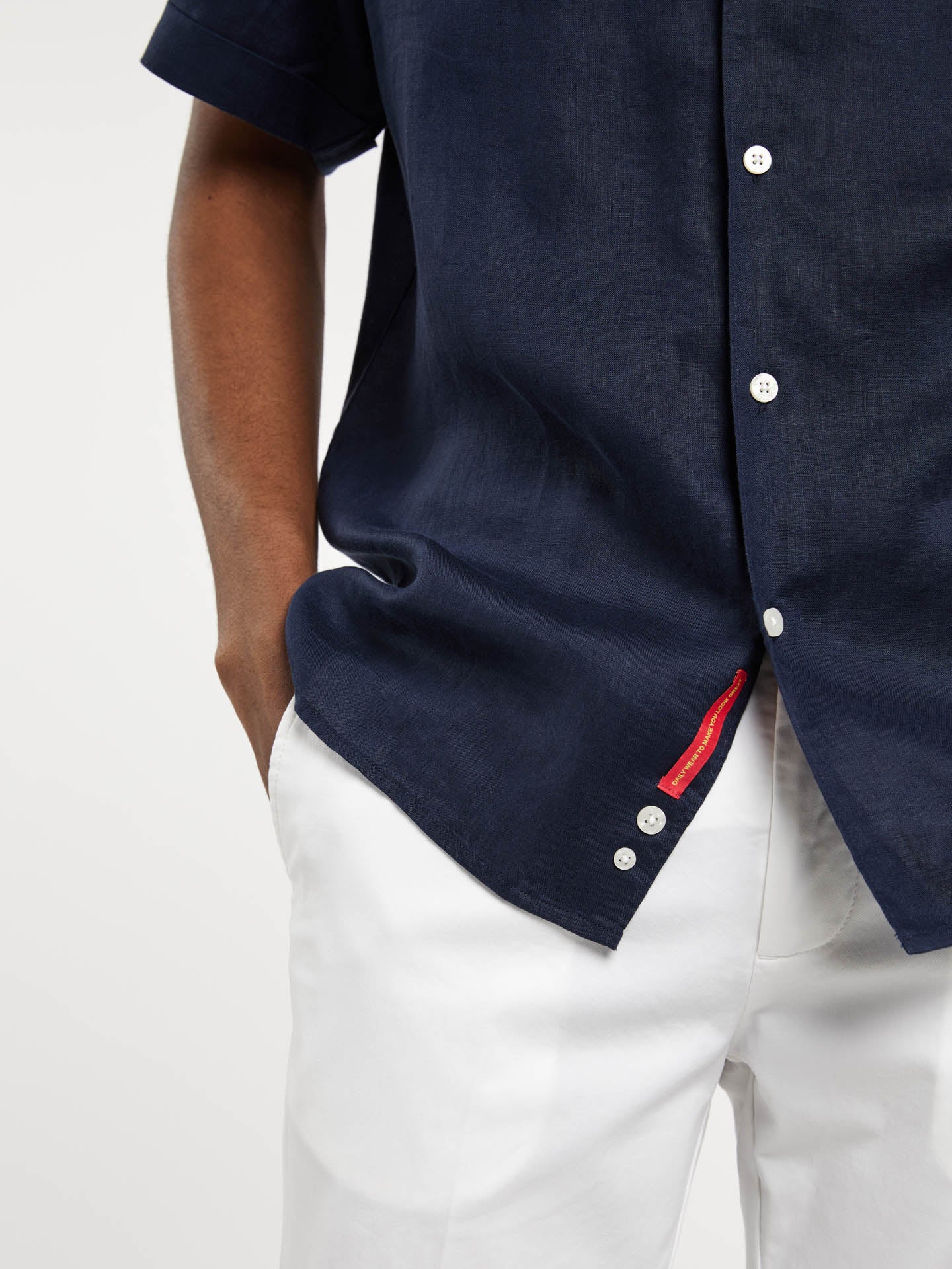 Slim fit pure linen cuba collar shirt - Image 5