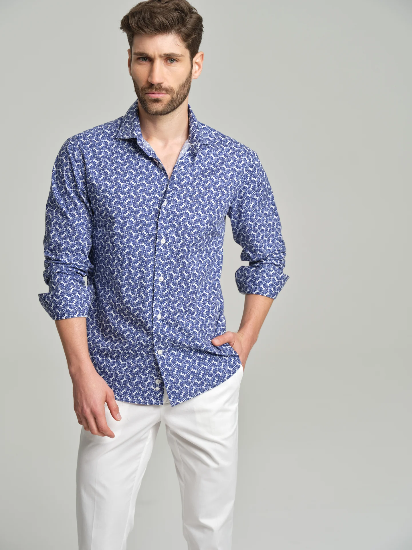 Slim fit Resort printed cotton casual shirt