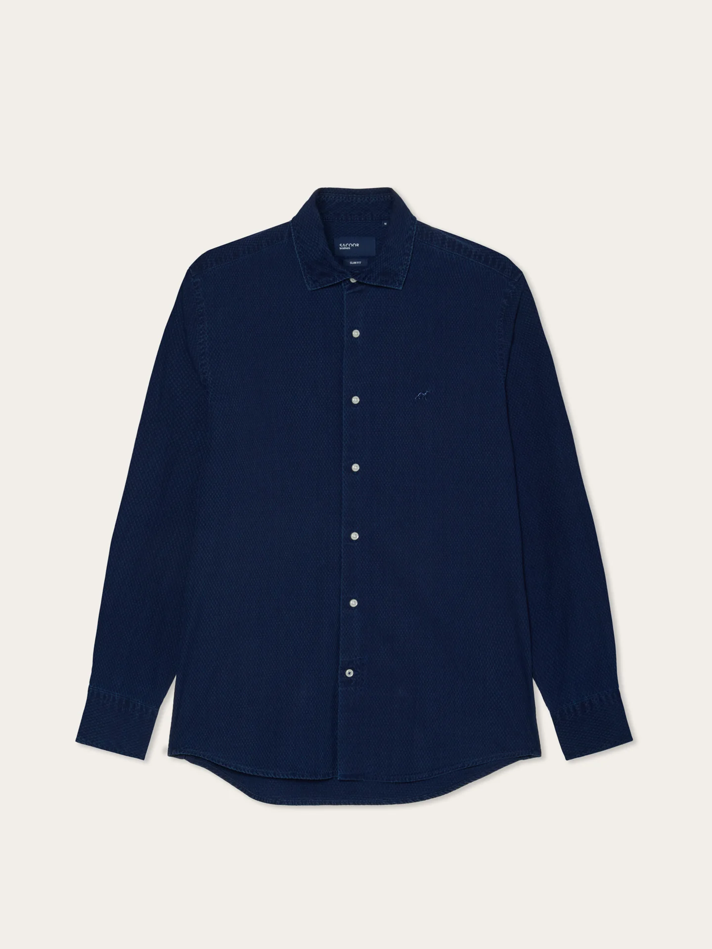 Slim Fit Shirt In Jacquard Denim With Garment Wash Finish - Image 4