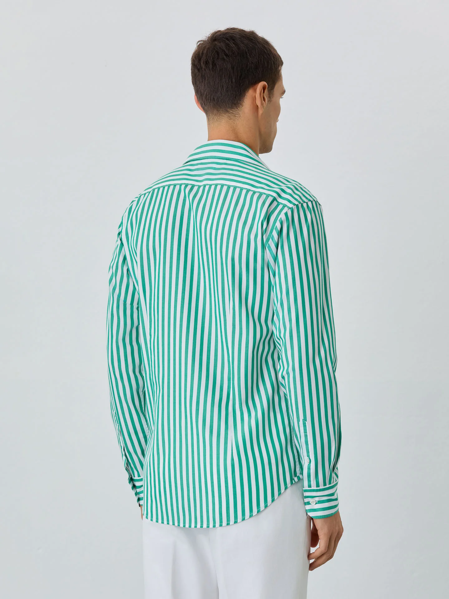 Slim Fit Shirt With Button Down Collar In BCI Cotton With Stripes - Image 2