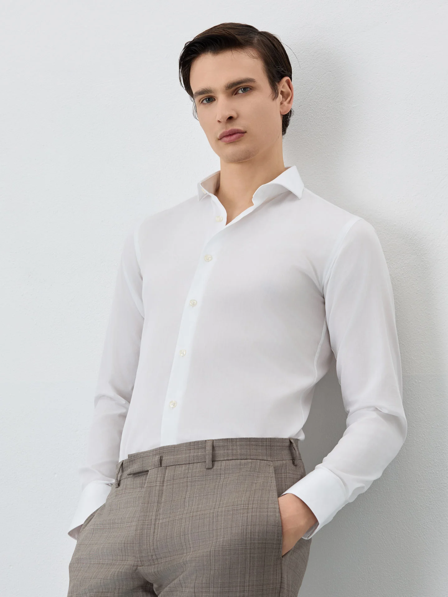 Slim Fit Shirt With Dublin Collar In Cotton