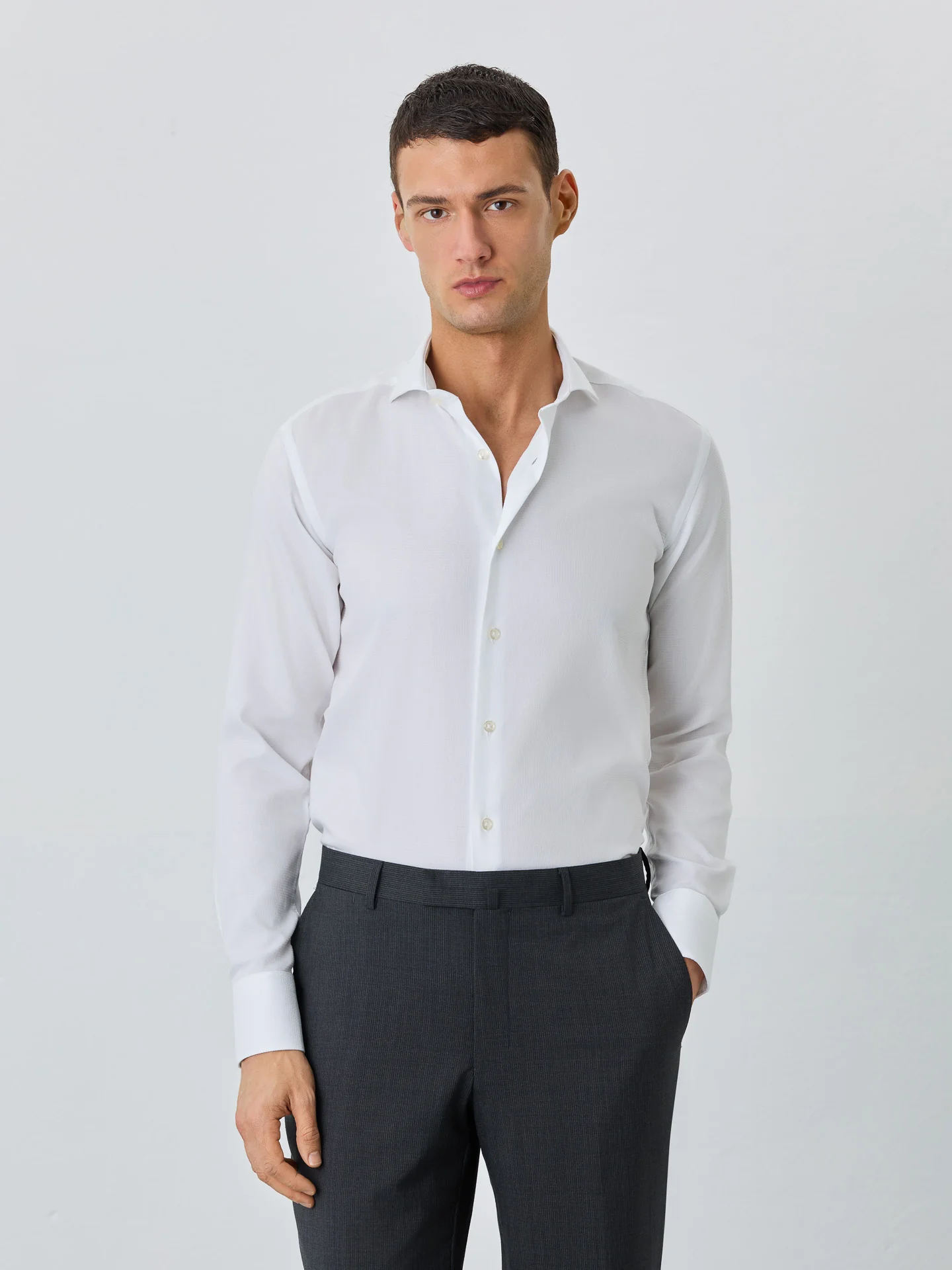 Slim Fit Shirt With Dublin Collar In Cotton