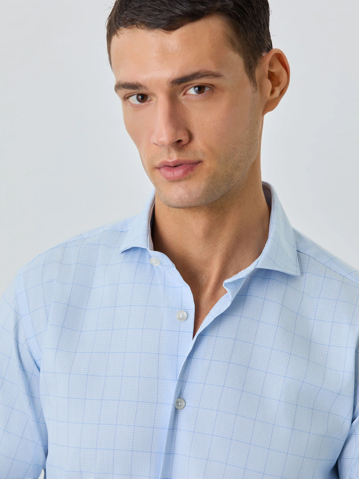 Slim Fit Shirt With Dublin Collar In Cotton Blend With Micro Pattern - Image 2