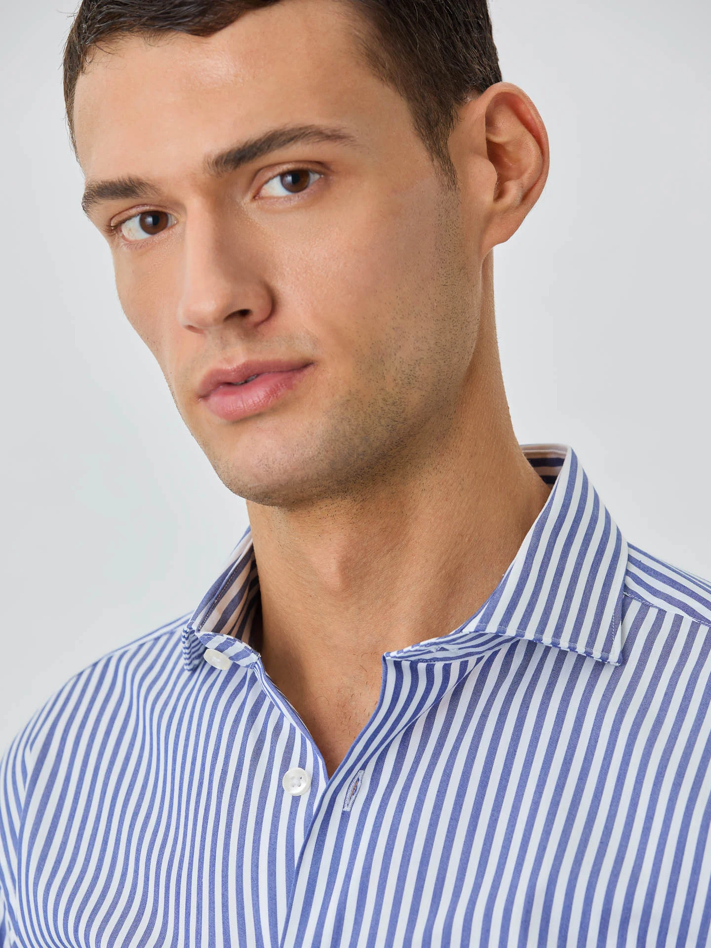 Slim Fit Shirt With Dublin Collar In Cotton Blend With Stripes - Image 2