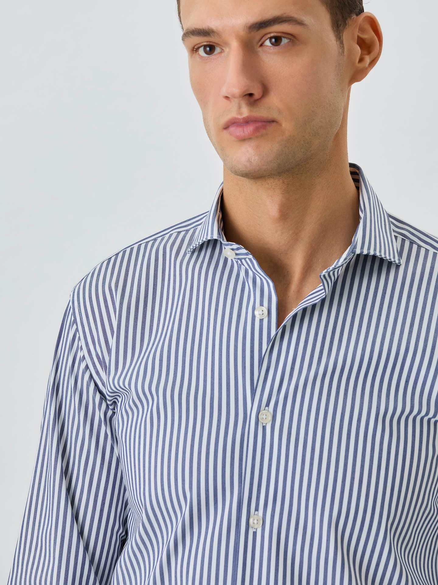 Slim Fit Shirt With Dublin Collar In Cotton Blend With Stripes - Image 2