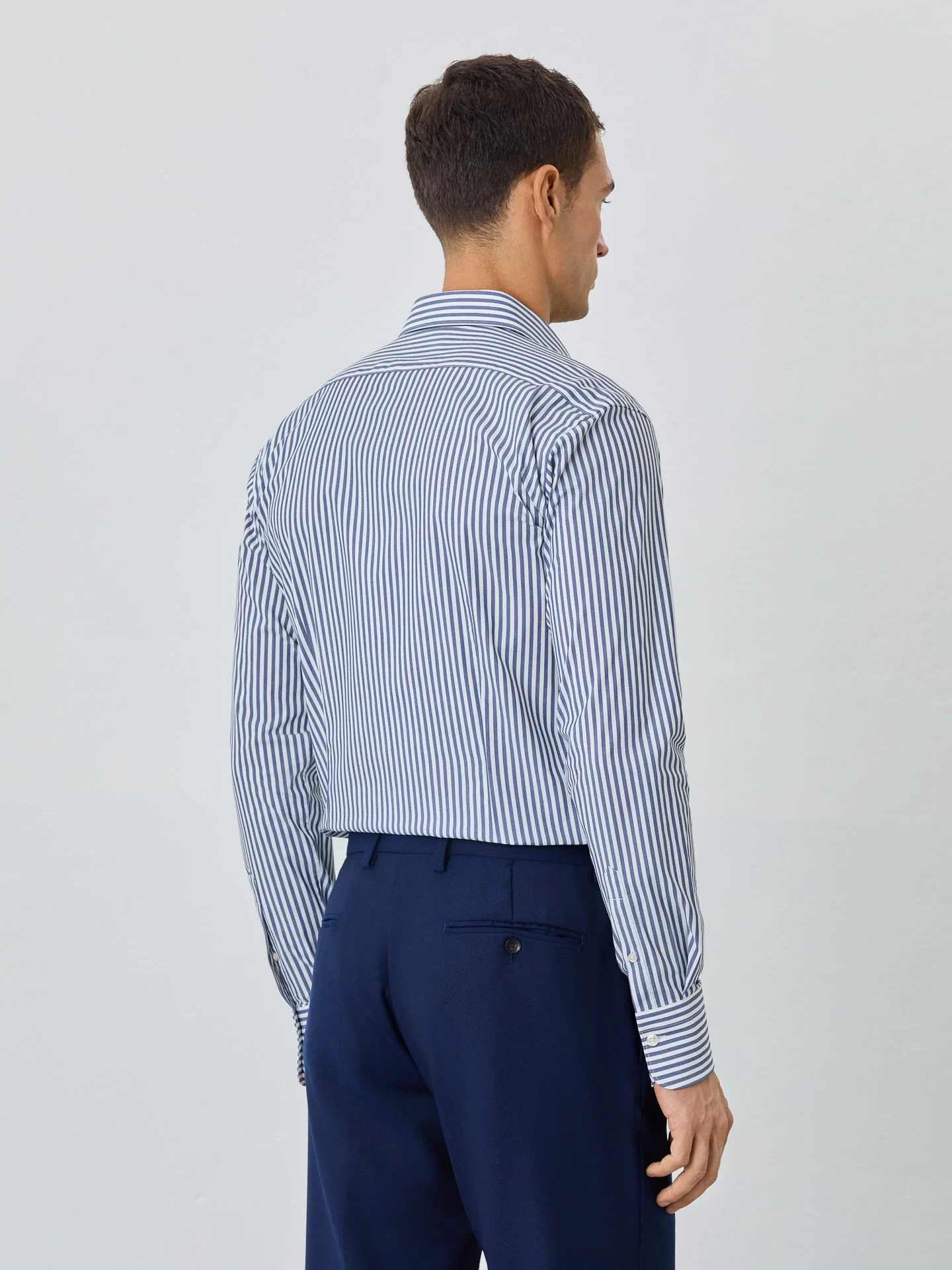 Slim Fit Shirt With Dublin Collar In Cotton Blend With Stripes - Image 3