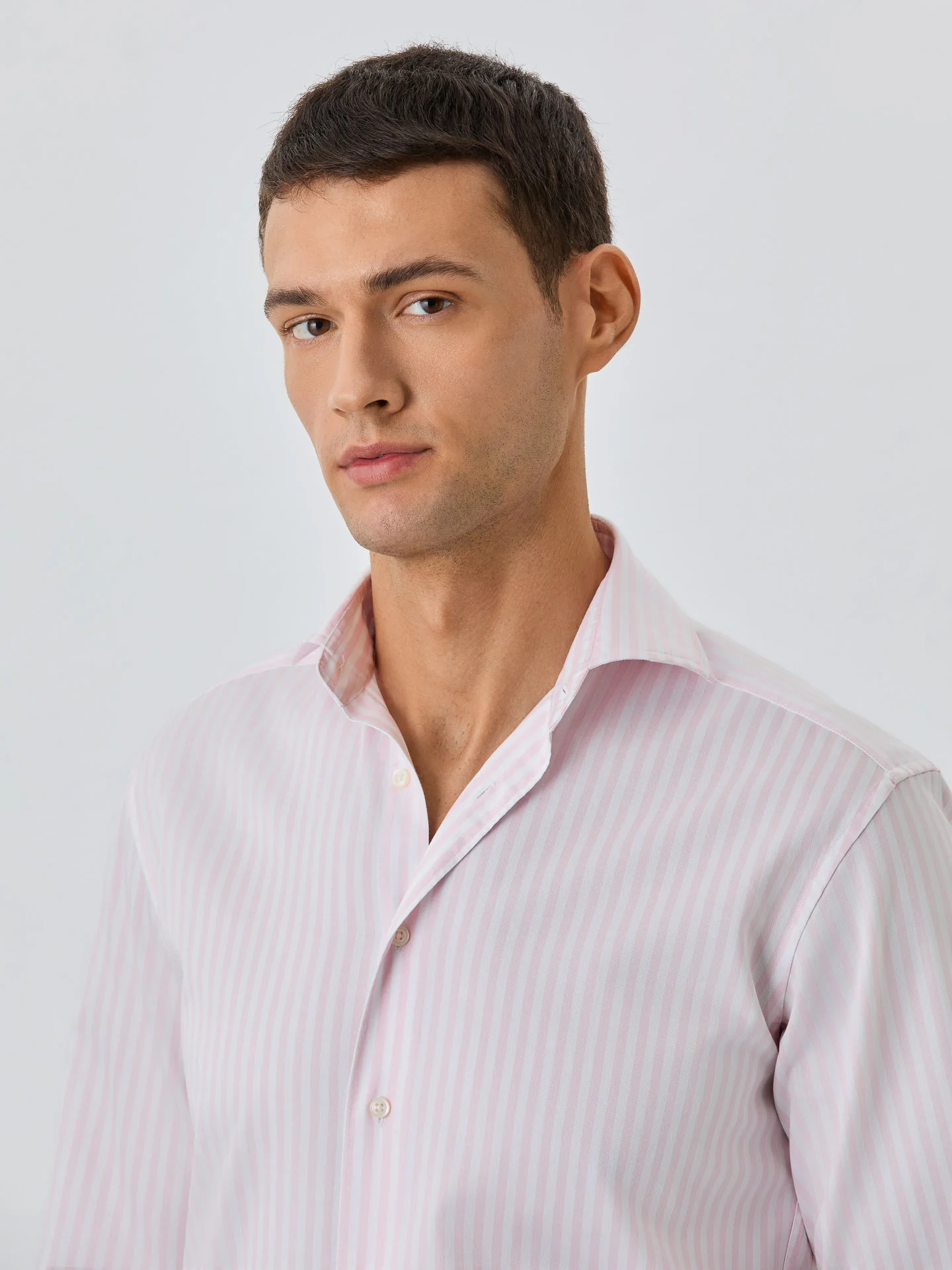 Slim Fit Shirt With Dublin Collar In Cotton With Stripes
