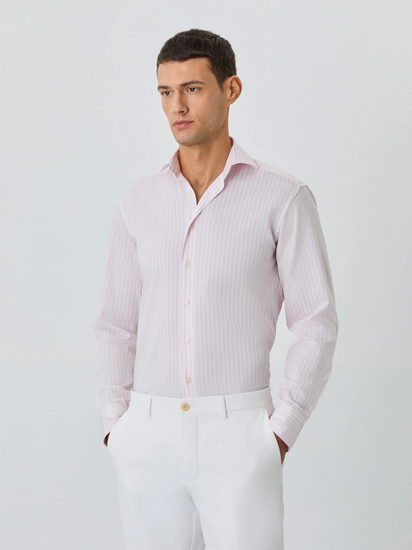 Slim Fit Shirt With Dublin Collar In Cotton With Stripes - Image 2
