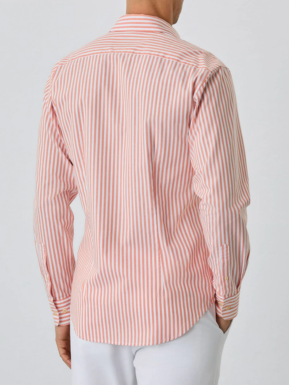 Slim Fit Shirt With Open Collar in BCI Cotton With Stripes - Image 3