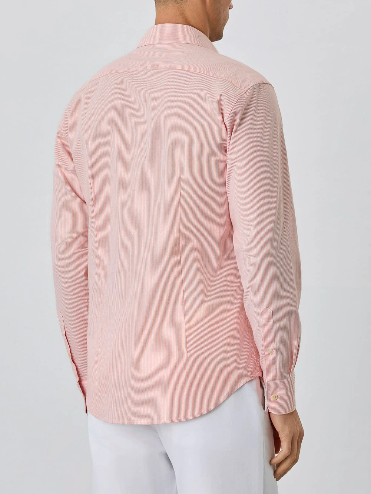 Slim Fit Shirt With Open Collar In BCI Cotton With Stripes - Image 3