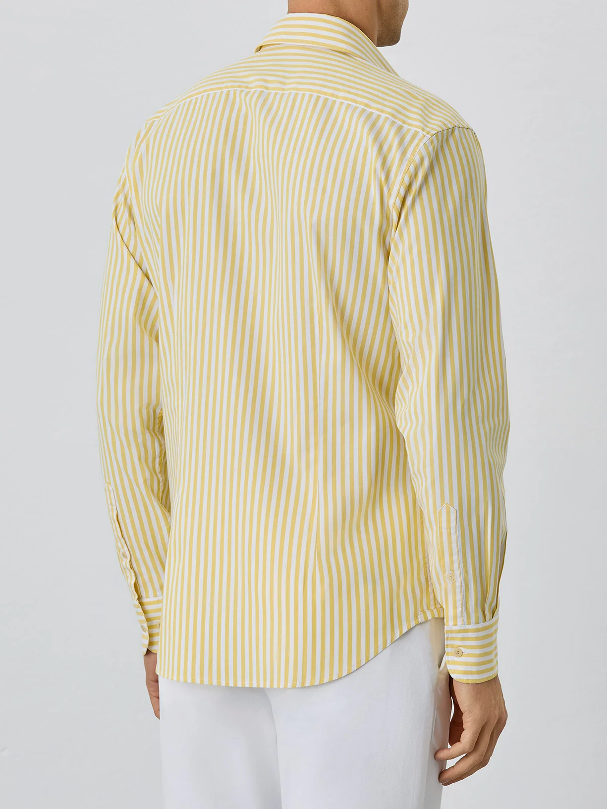 Slim Fit Shirt With Open Collar in BCI Cotton With Stripes - Image 3