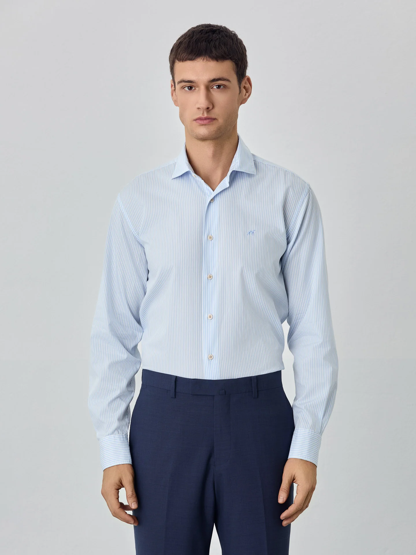 Slim fit sof satin striped shirt