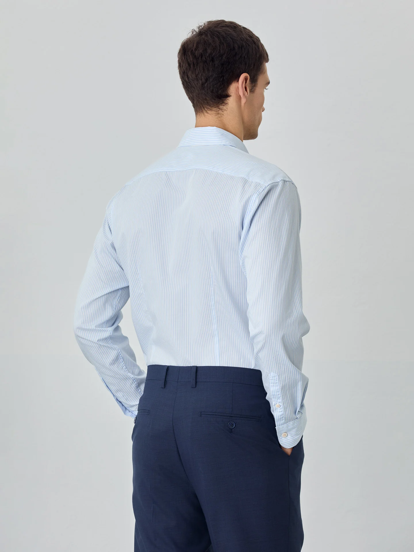Slim fit sof satin striped shirt - Image 3