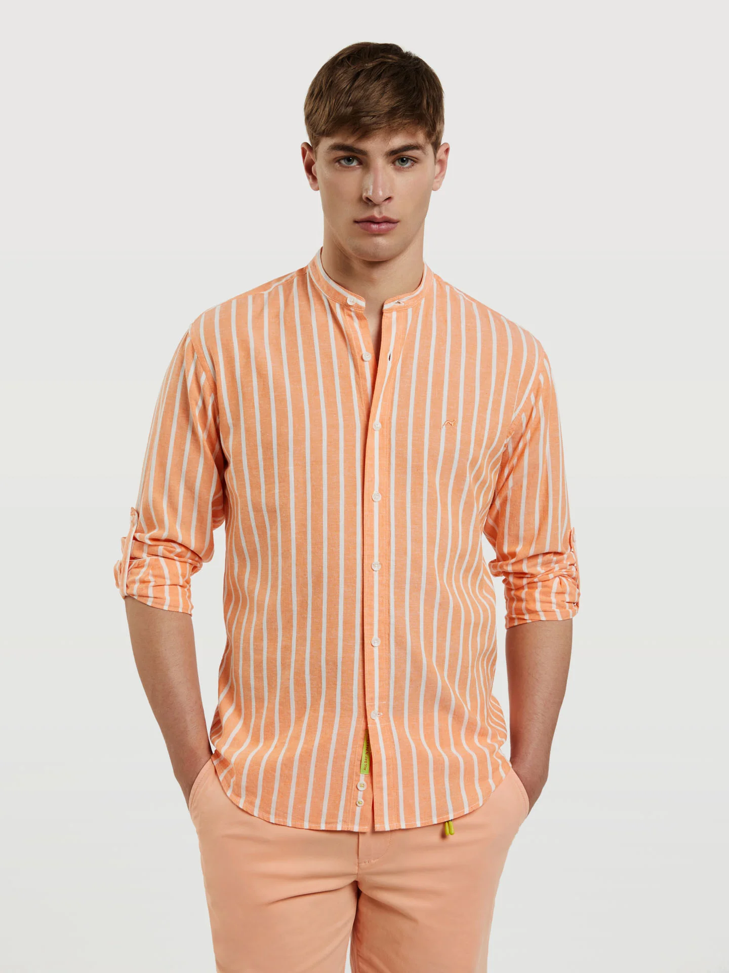Slim fit special edition cotton-linen blend striped shirt