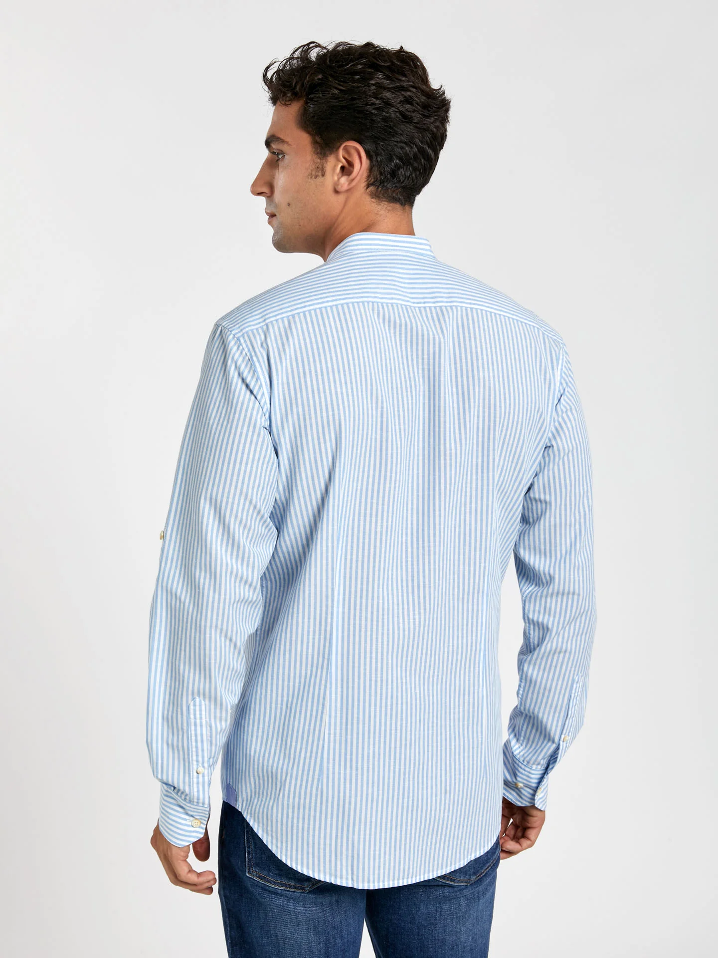 Slim fit special edition cotton-linen blend striped shirt - Image 3
