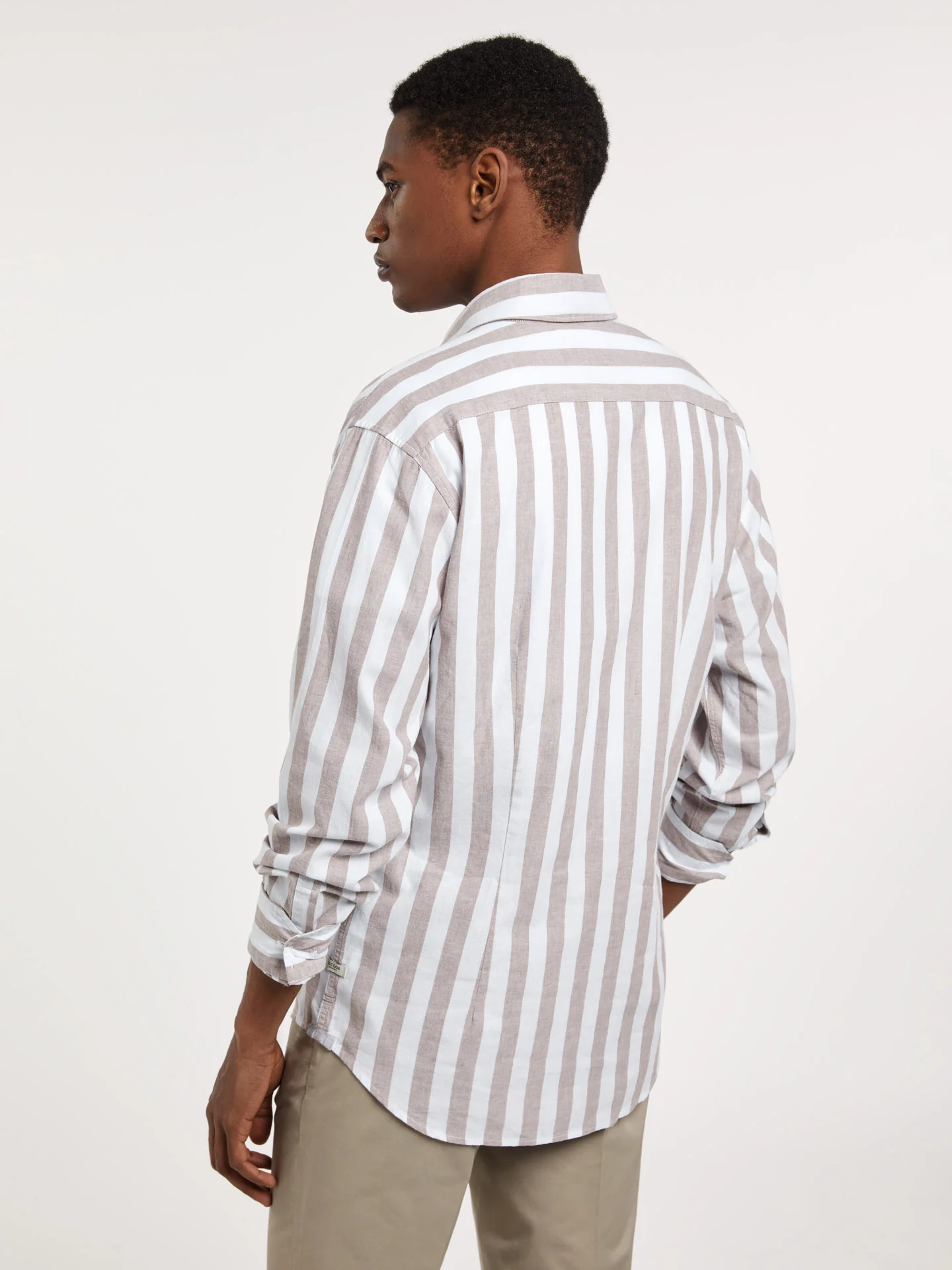 Slim fit special edition cotton-linen blend striped shirt - Image 3