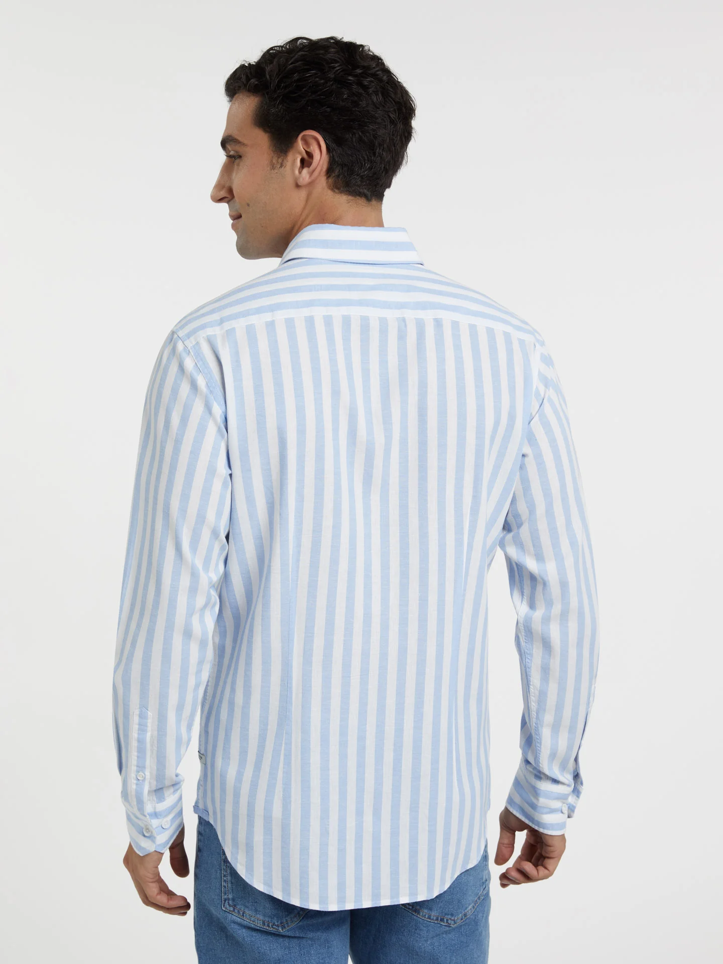 Slim fit special edition cotton-linen blend striped shirt - Image 3