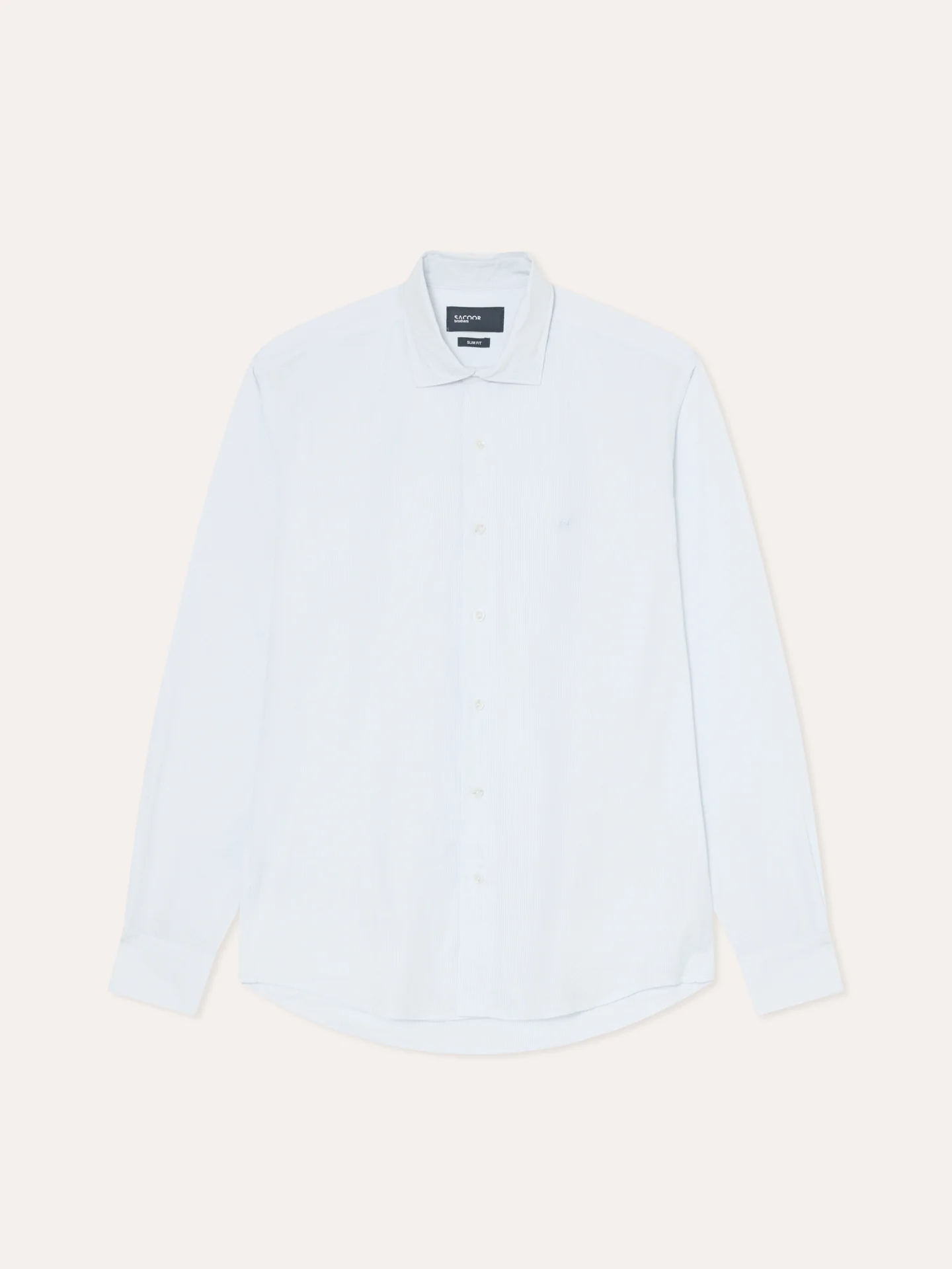 Slim Fit Striped Seersucker Shirt in Cotton Elastane with Open Collar - Image 4