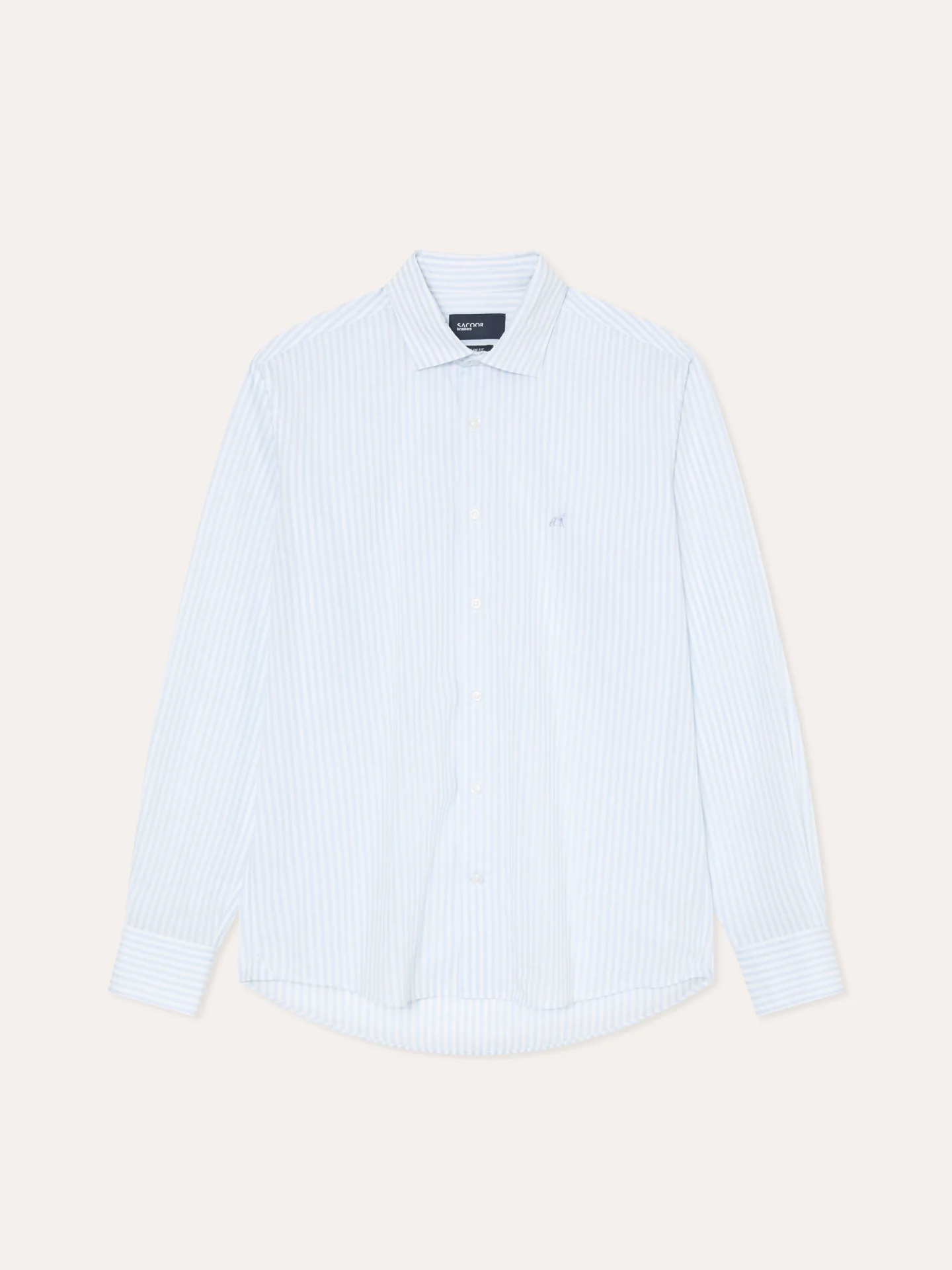 Slim Fit Striped Shirt in BCI Cotton with Open Collar - Image 4
