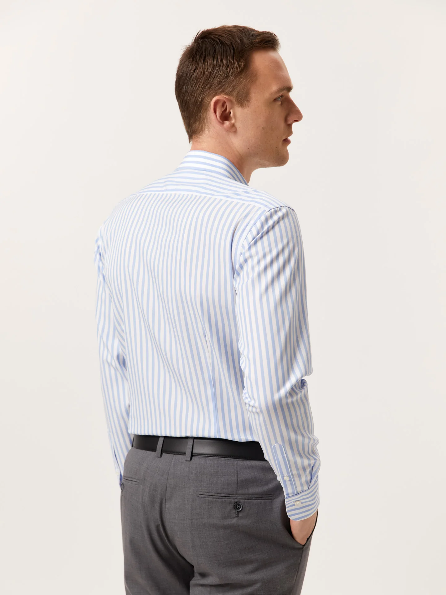 Slim Fit Striped Shirt with Oxford Collar - Image 3