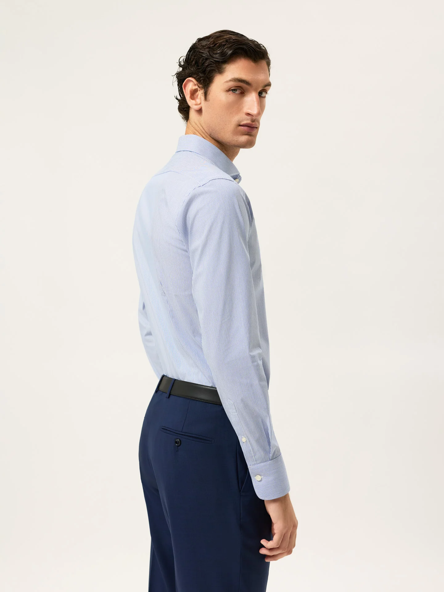 Slim Fit Striped Travel Shirt With Dublin Collar - Image 3