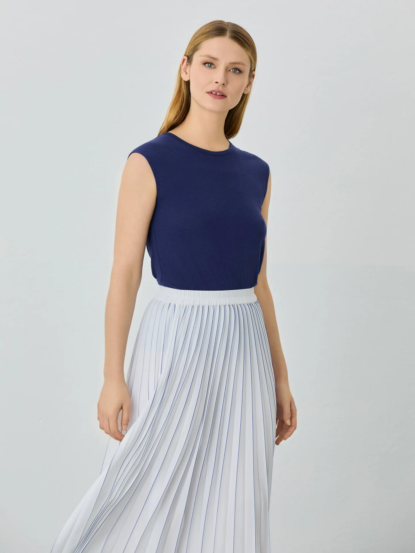 Slim Fit T-shirt Linen-Blend Jersey