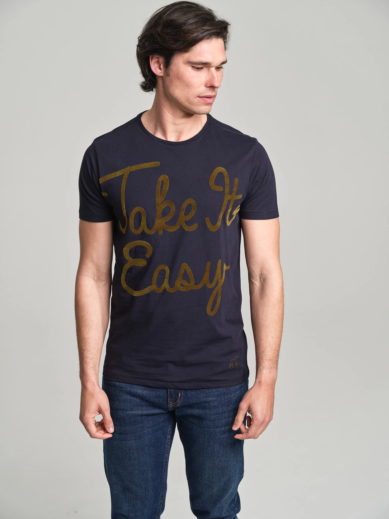 Slim fit t-shirt with printed positive message