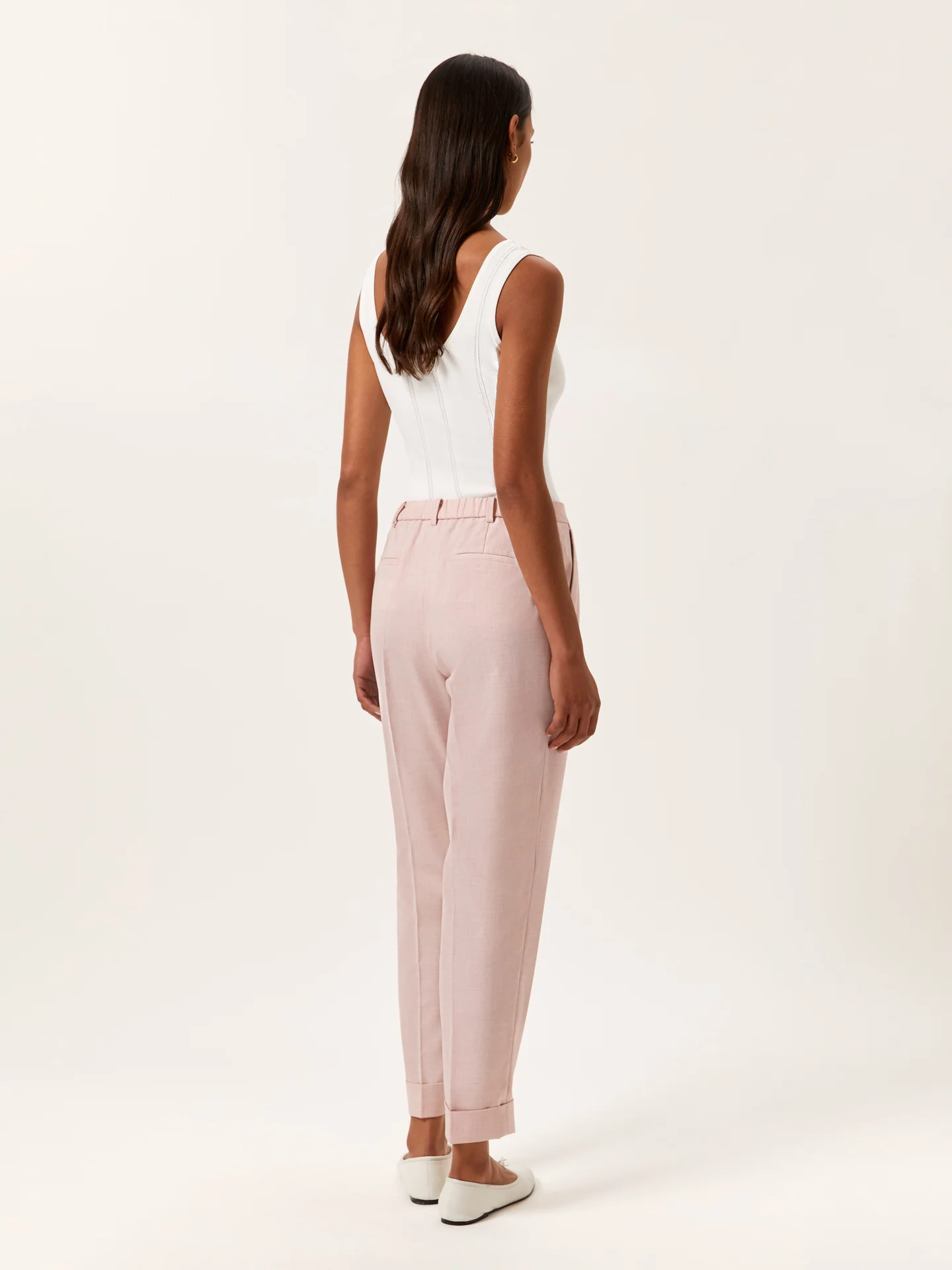 Slim Fit Tailored Trousers In Viscose Blend With Elasticated Waistband - Image 3