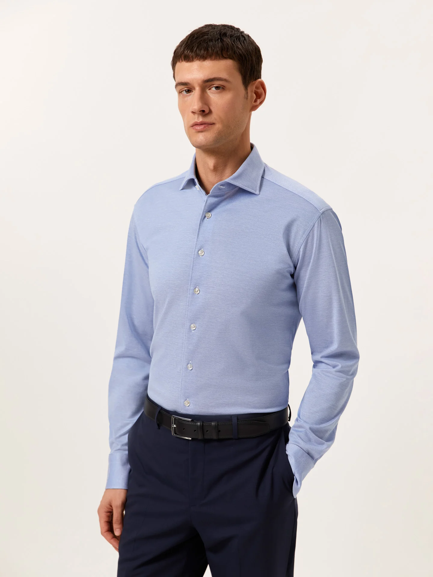 Slim Fit Travel piqué Shirt in Comfort Cotton