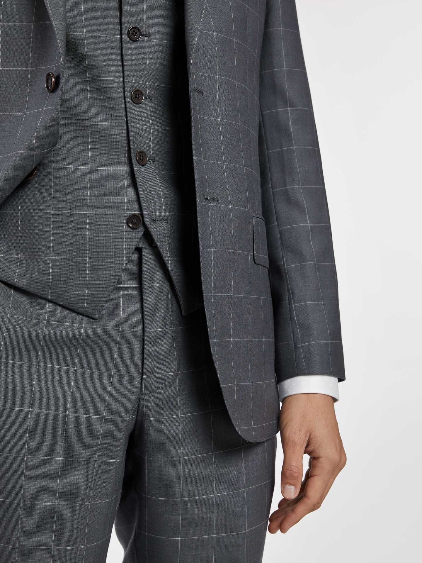 Slim fit windowpane checks 3 pieces suit - Image 5