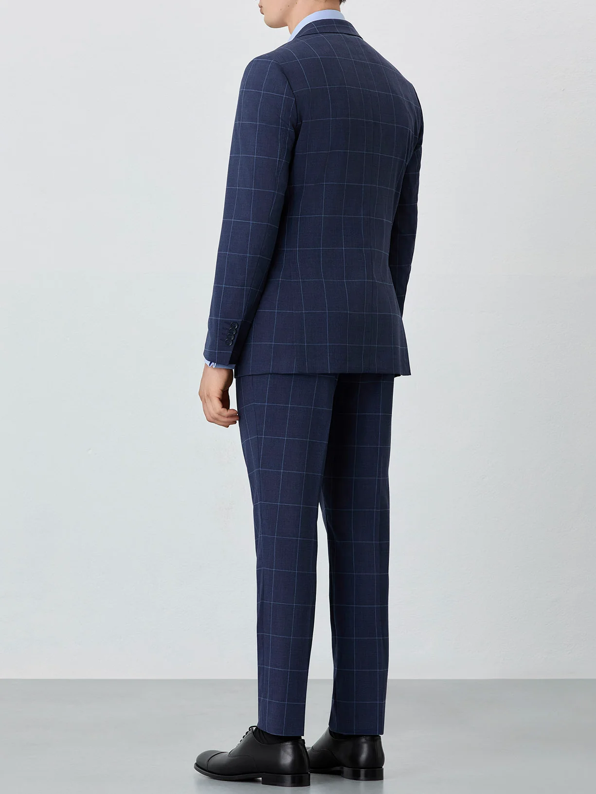 Slim Fit Windowpane Suit In Wool-elastane Blend - Image 3