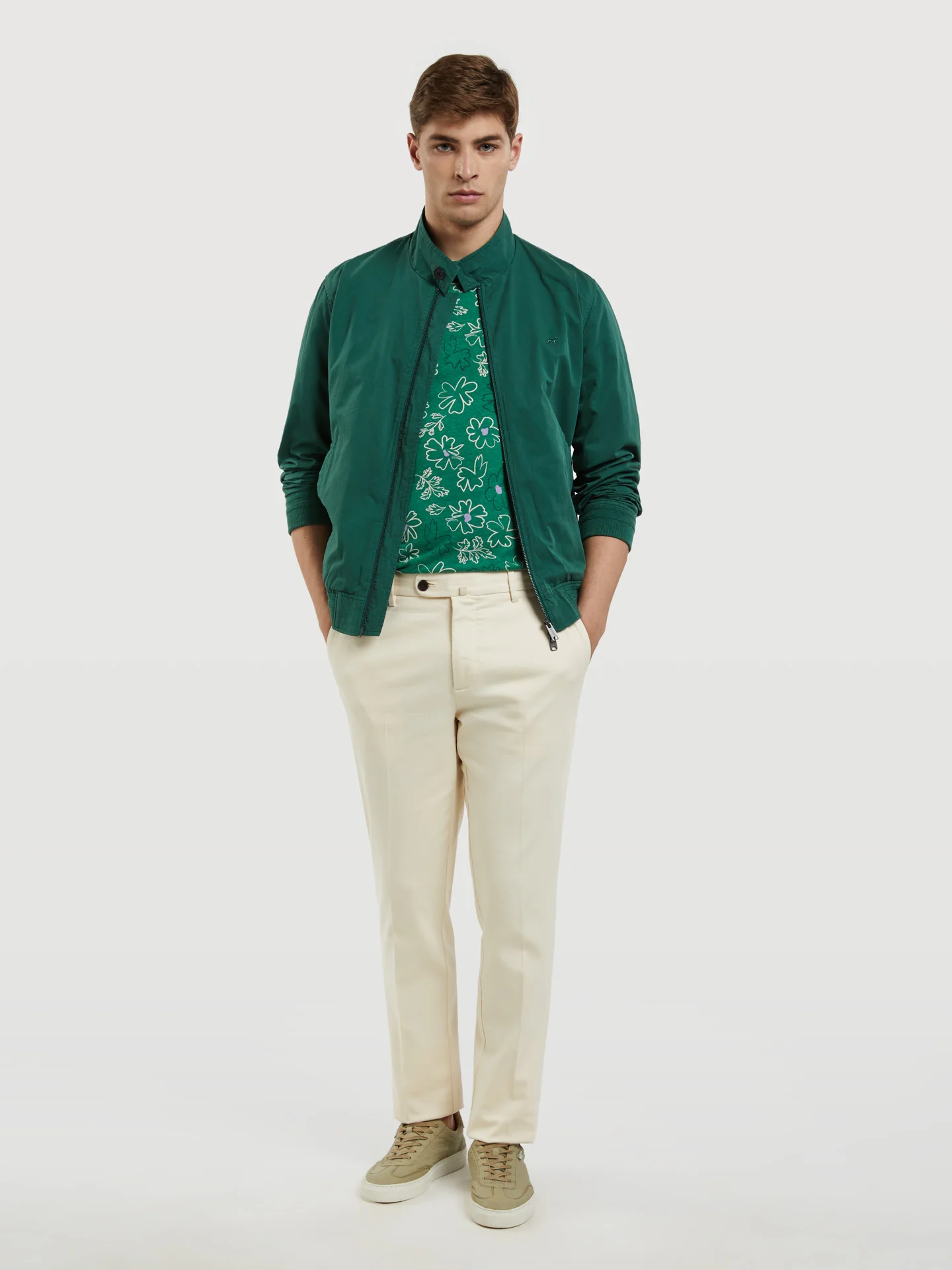 Slub Cotton Slim Fit Garment Dye Chino Trouser